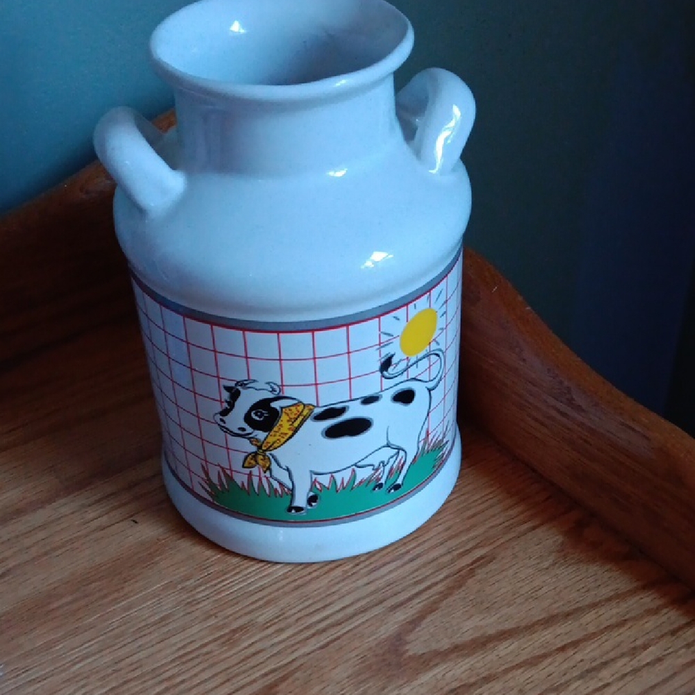 White Ceramic Milk Jug with Cow
